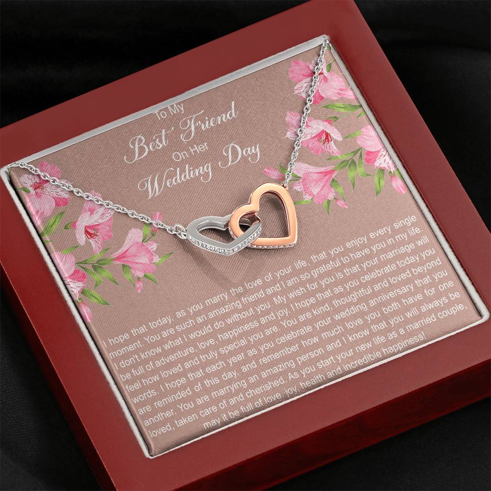 Bride Gifts, I Hope You Enjoy Every Single Moment, Interlocking Heart Necklace For Women, Wedding Day Thank You Ideas From Best Friend
