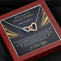 Load image into Gallery viewer, To My Girlfriend, When You Wear This Promise Necklace, Interlocking Heart Necklace For Women, Anniversary Birthday Gifts From Boyfriend
