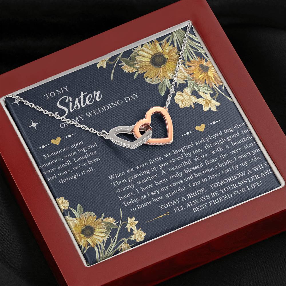 Sister of the Bride Gifts, I'll Always Be Your Sister, Interlocking Heart Necklace For Women, Wedding Day Thank You Ideas From Bride