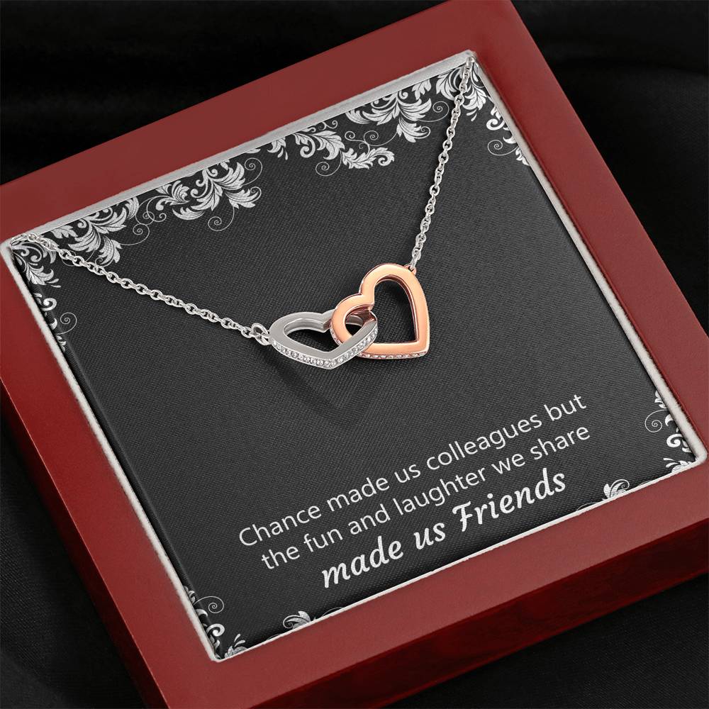 Retirement Gifts, Chance Made Us Colleagues, Happy Retirement Interlocking Heart Necklace For Women, Retirement Party Favor From Coworkers