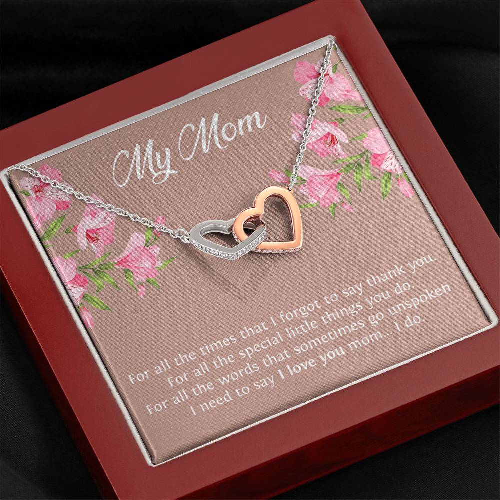 To My Mom Gifts, I Need To Say I Love You, Interlocking Heart Necklace For Women, Birthday Mothers Day Present From Son Daughter