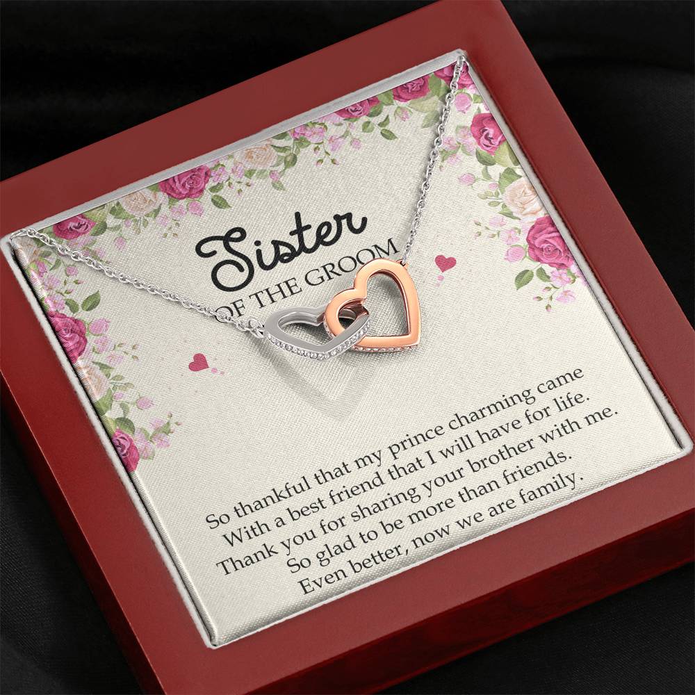 Sister Of The Groom Gifts, So Glad To Be More Than Friends, Interlocking Heart Necklace For Women, Wedding Day Thank You Ideas From Bride