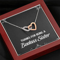 Load image into Gallery viewer, To My Badass Sister Gifts, Thanks For Being A Badass Sister, Interlocking Heart Necklace For Women, Birthday Present Idea From Sister
