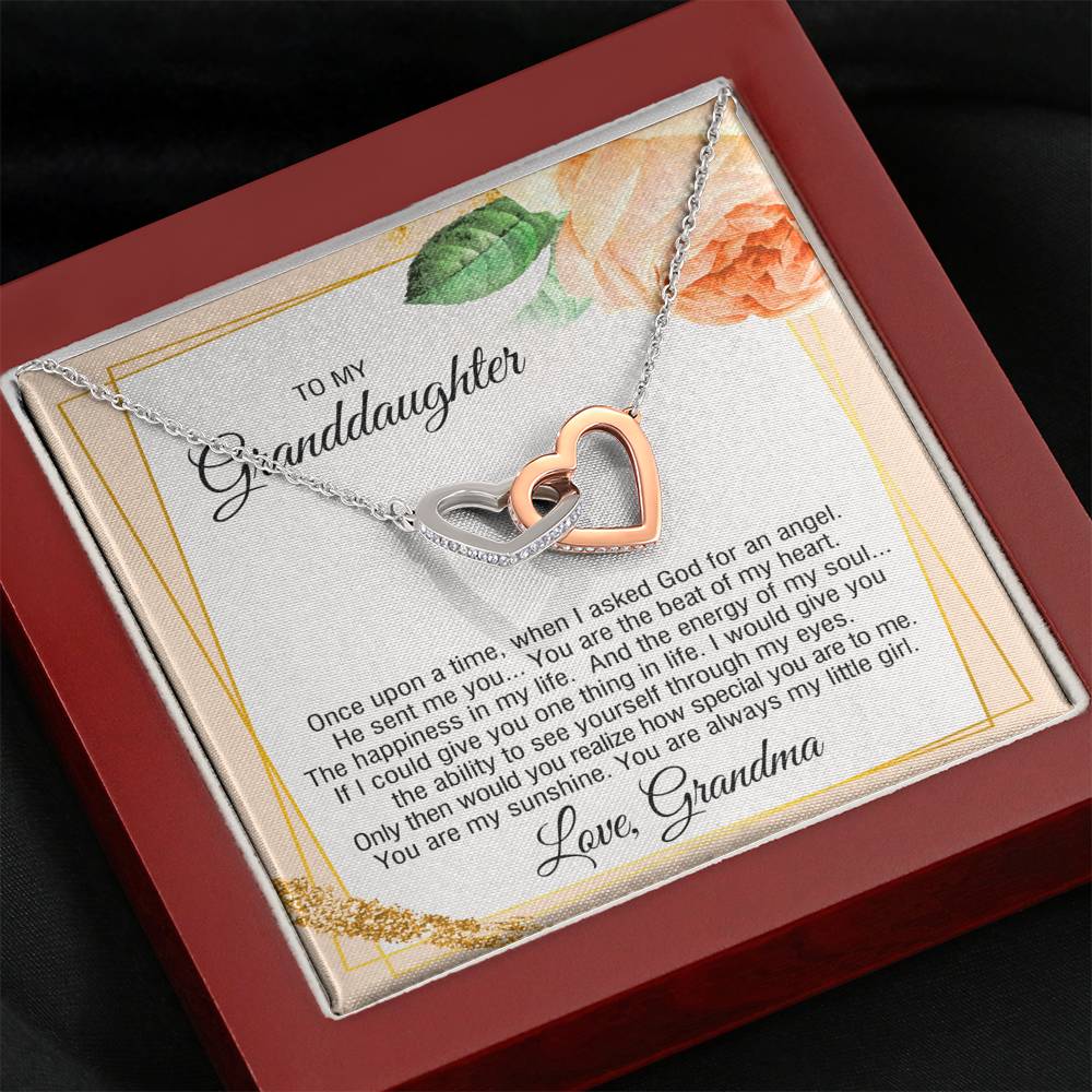 To My Granddaughter Gifts, You are always my little girl, Interlocking Heart Necklace For Women, Present From Grandmother
