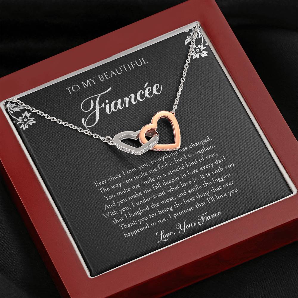 To My Fiancée, I'll Love You Forever, Interlocking Heart Necklace For Women, Anniversary Birthday Valentines Day Gifts From Fiancé