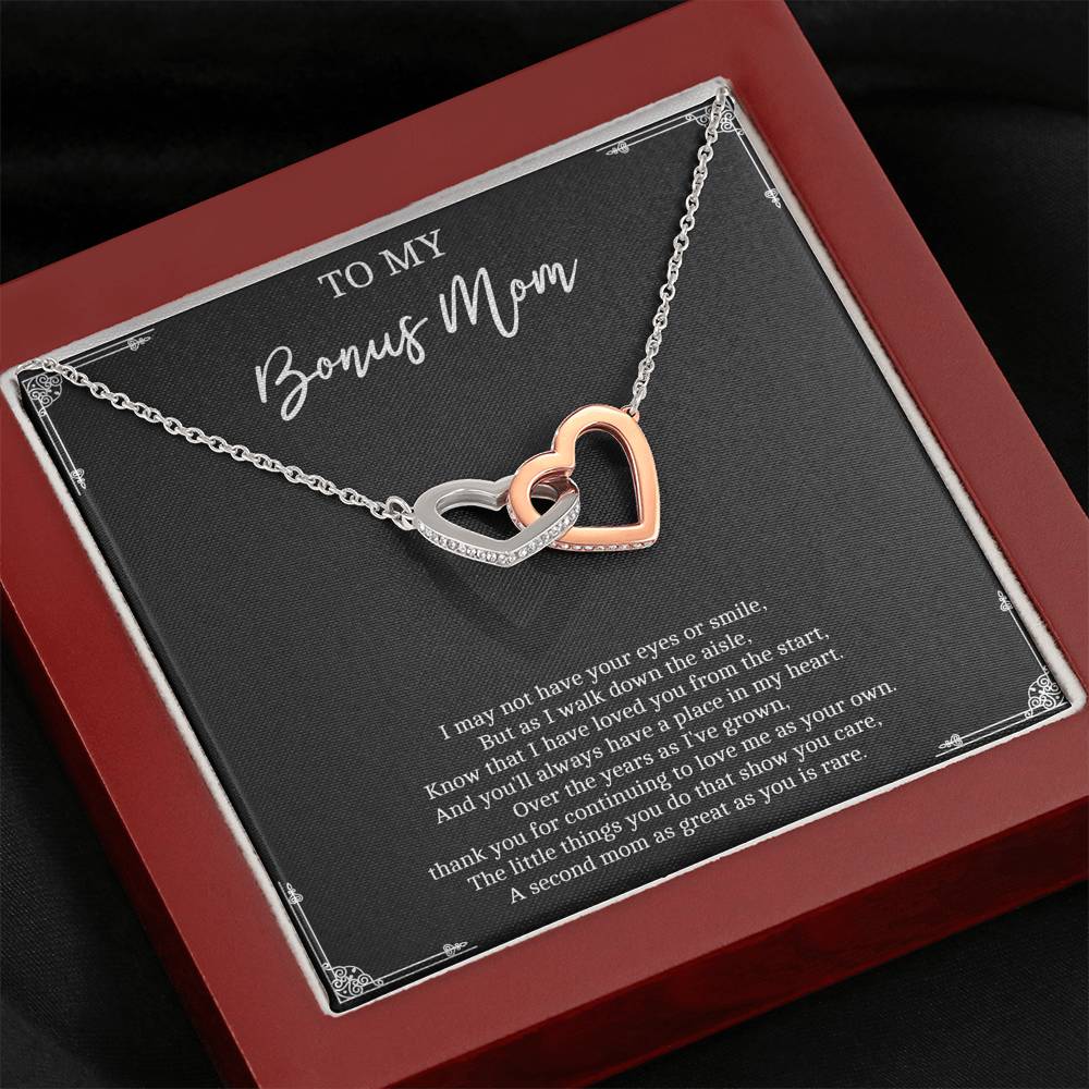 To My Bonus Mom Gifts, I May Not Have Your Eyes, Interlocking Heart Necklace For Women, Wedding Day Thank You Ideas From Bride