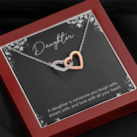 Load image into Gallery viewer, To My Daughter Gifts, A Daughter Is Someone You Laugh With, Interlocking Heart Necklace For Women, Birthday Present Idea From Mom
