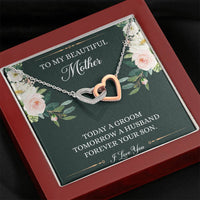 Load image into Gallery viewer, Mom of the Groom Gifts, Forever Your Son, Interlocking Heart Necklace For Women, Wedding Day Thank You Ideas From Groom
