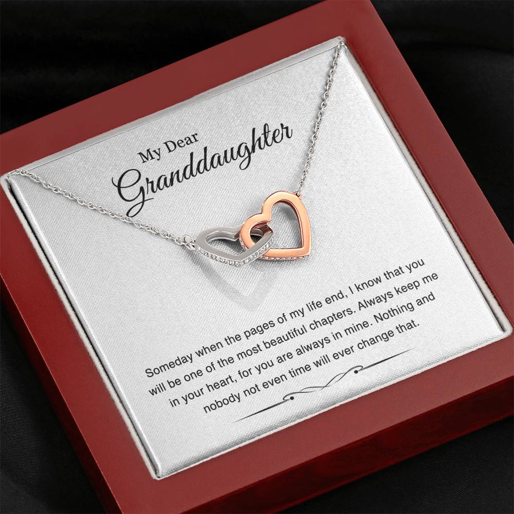 To My Granddaughter Gifts, Someday When The Pages Of My Life End, Interlocking Heart Necklace For Women, Birthday Present Idea From Grandma Grandpa
