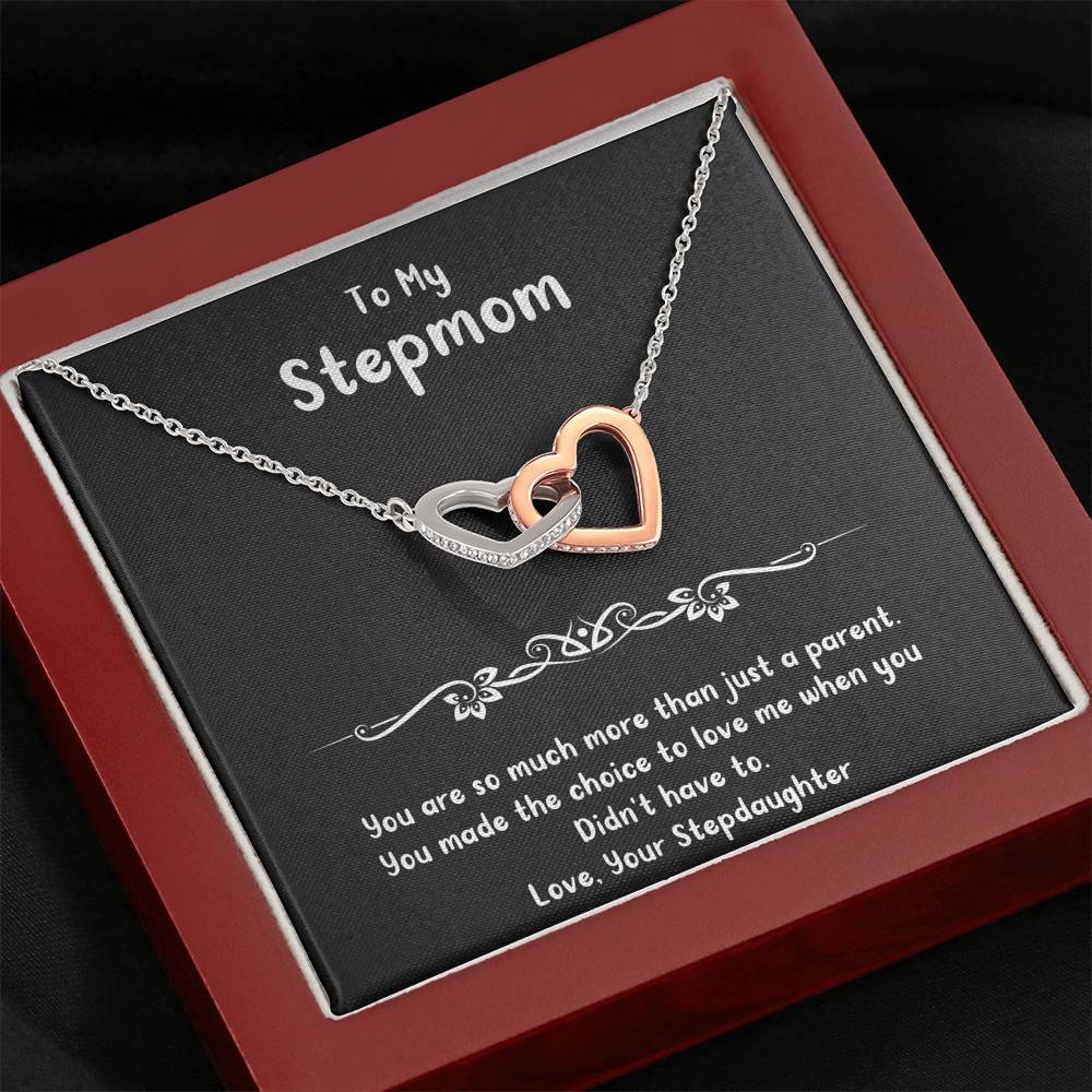 To My Stepmom Gifts, You Are More Than Just A Parent, Interlocking Heart Necklace For Women, Birthday Mothers Day Present From Stepdaughter