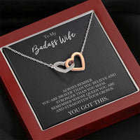 Load image into Gallery viewer, To My Badass Wife, Always Remember, Interlocking Heart Necklace For Women, Anniversary Birthday Gifts From Husband

