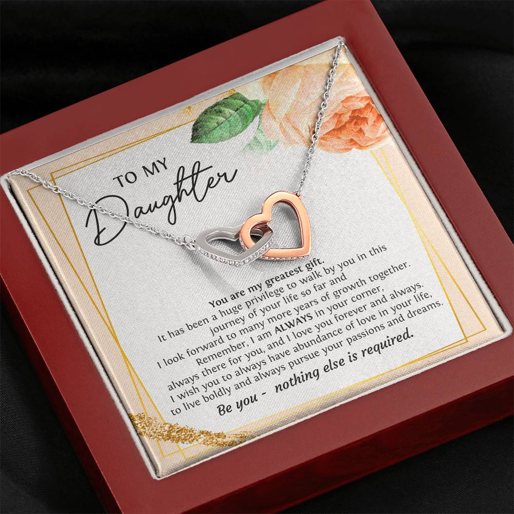 To My Daughter Gifts, You Are My Greatest Gift, Interlocking Heart Necklace For Women, Birthday Present Ideas From Mom Dad