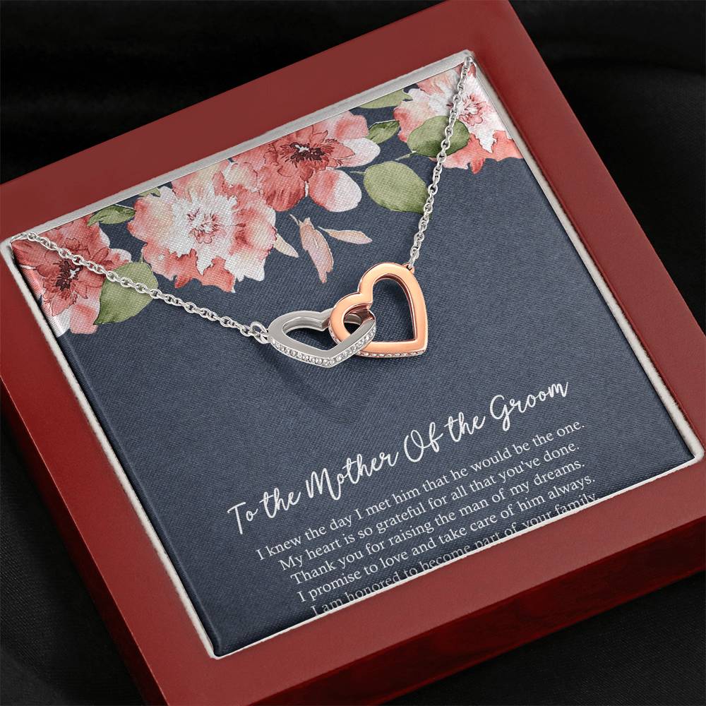 Mom Of The Groom Gifts, My Heart Is Grateful, Interlocking Heart Necklace For Women, Wedding Day Thank You Ideas From Bride