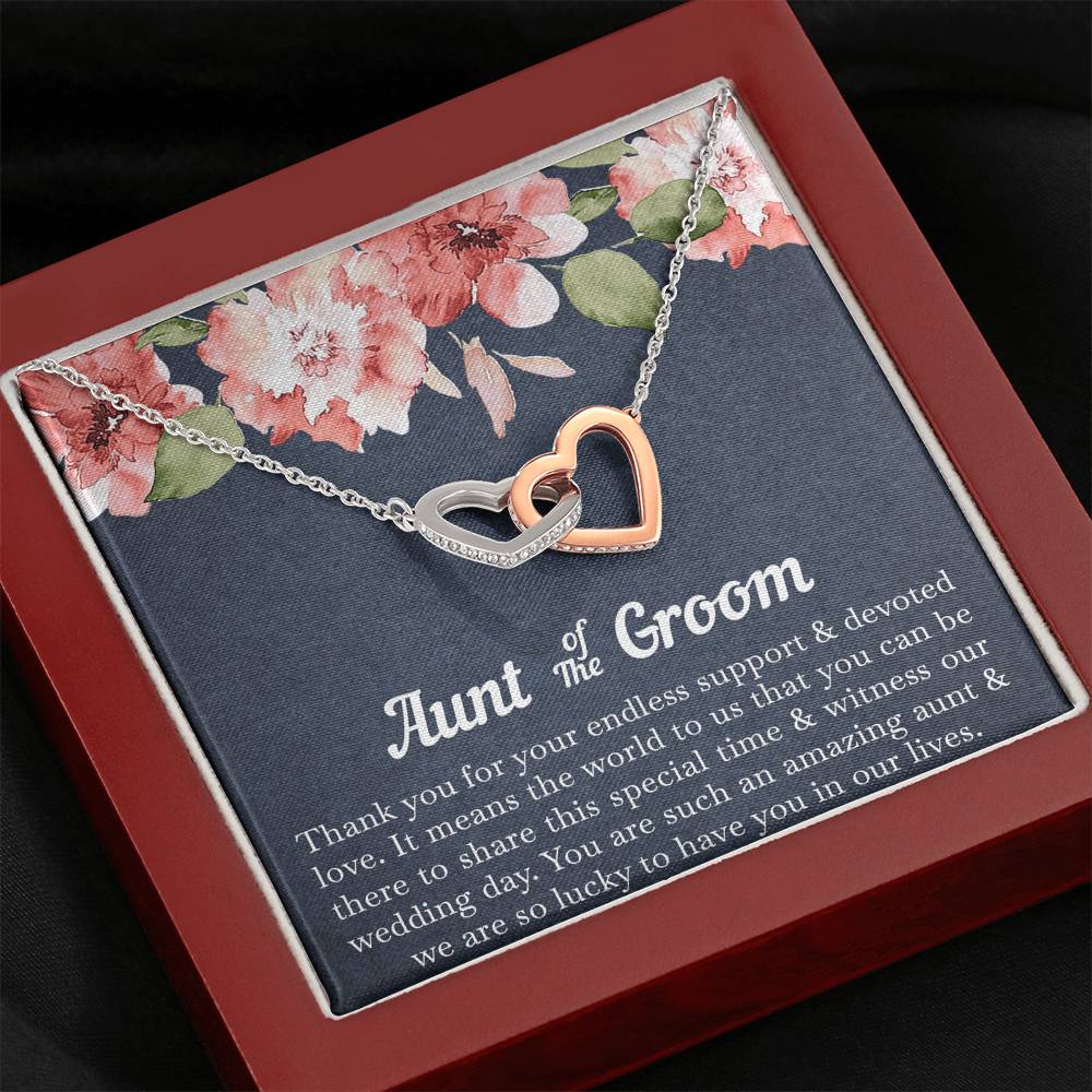 Aunt of the Groom Gifts, You Are Amazing, Interlocking Heart Necklace For Women, Wedding Day Thank You Ideas From Groom