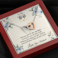Load image into Gallery viewer, To My Wife, Missing You Is My Hobby, Interlocking Heart Necklace For Women, Anniversary Birthday Gifts From Husband
