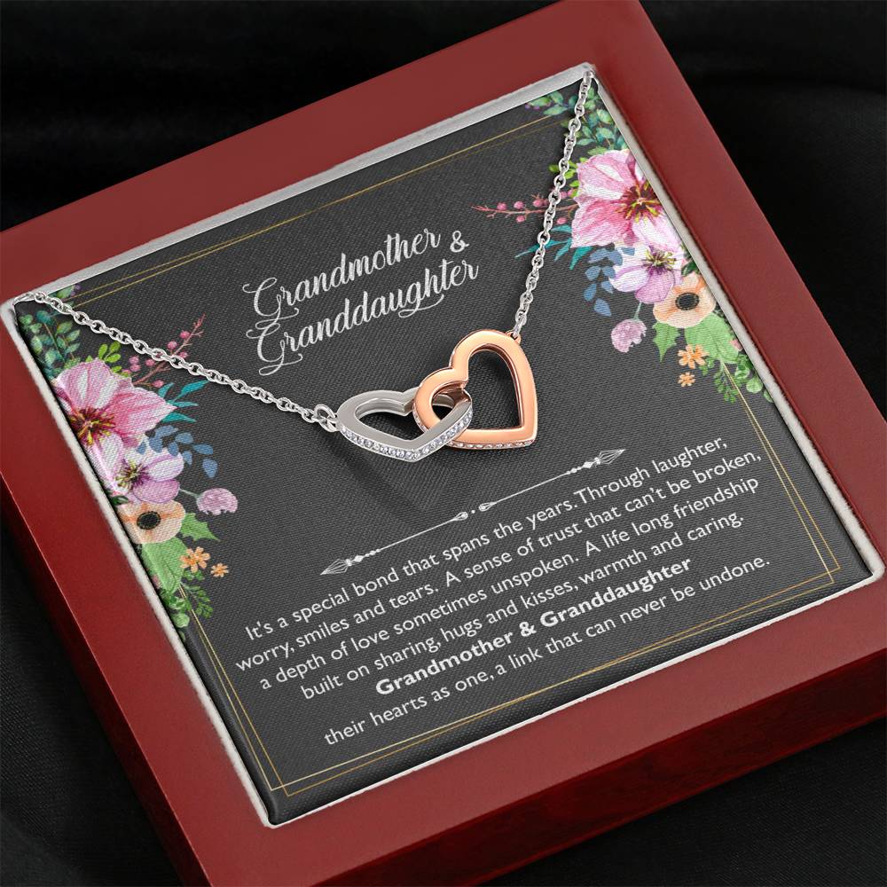 To My Granddaughter Gifts, Special bond that spans the years, Interlocking Heart Necklace For Women, Present From Grandmother