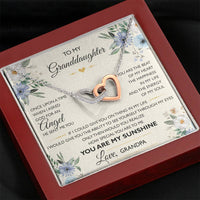 Load image into Gallery viewer, To My Granddaughter Gifts, I asked god for an angel he sent me you, Interlocking Heart Necklace For Women, Present From Grandpa
