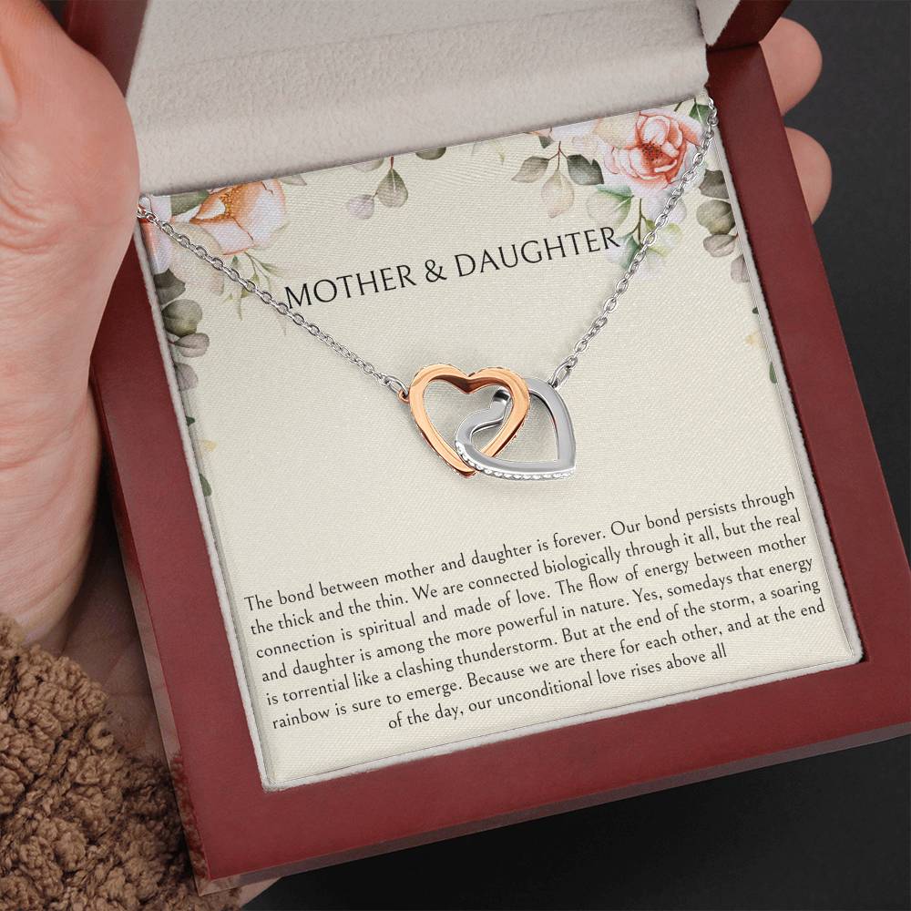 To My Daughter Gifts, Mother and Daughter Bond, Interlocking Heart Necklace For Women, Birthday Present Idea From Mom