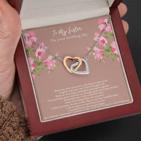 Load image into Gallery viewer, Bride Gifts, No Longer A Miss But Always A Sis, Interlocking Heart Necklace For Women, Wedding Day Thank You Ideas From Sister

