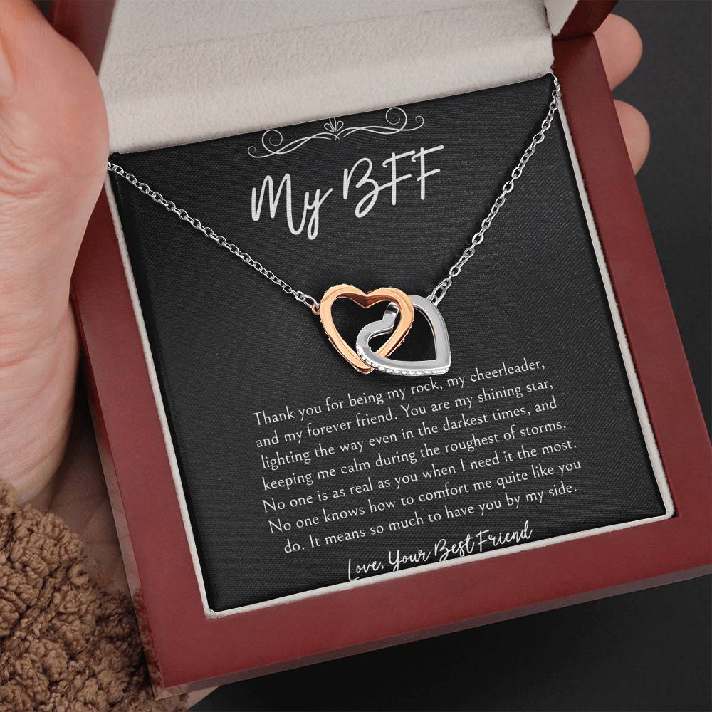 To My Friend Gifts, It Means So Much To Have You By My Side, Interlocking Heart Necklace For Women, Birthday Present Idea From Bestie