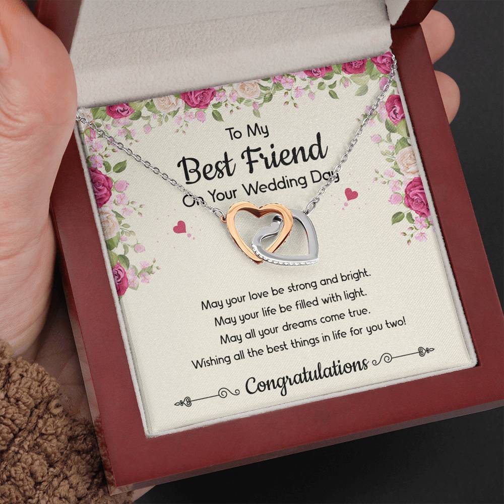 Bride Gifts, May Your Love Be Strong And Bright, Interlocking Heart Necklace For Women, Wedding Day Thank You Ideas From Best Friend