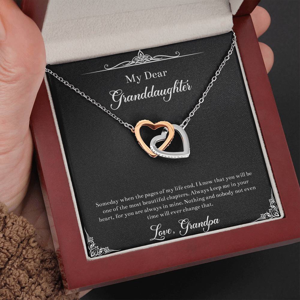 To My Granddaughter Gifts, One Of The Most Beautiful Chapters, Interlocking Heart Necklace For Women, Birthday Present Idea From Grandpa
