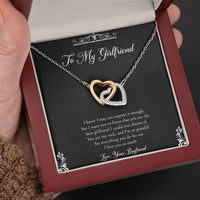 Load image into Gallery viewer, To My Girlfriend, You Are My Rock, Interlocking Heart Necklace For Women, Anniversary Birthday Valentines Day Gifts From Boyfriend

