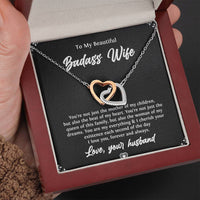 Load image into Gallery viewer, To My Badass Wife, Beat Of My Heart, Interlocking Heart Necklace For Women, Anniversary Birthday Valentines Day Gifts From Husband
