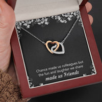 Load image into Gallery viewer, Retirement Gifts, Chance Made Us Colleagues, Happy Retirement Interlocking Heart Necklace For Women, Retirement Party Favor From Coworkers
