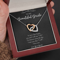 Load image into Gallery viewer, To My Bride  Gifts, I Will Say I Do, Interlocking Heart Necklace For Women, Wedding Day Thank You Ideas From Groom
