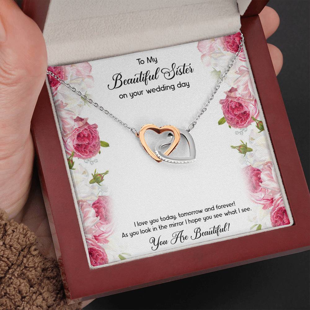 Bride Gifts, You Are Beautiful, Interlocking Heart Necklace For Women, Wedding Day Thank You Ideas From Sister