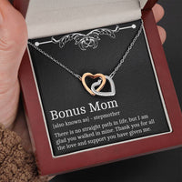 Load image into Gallery viewer, To My Bonus Mom Gifts, Thank You For All The Love, Interlocking Heart Necklace For Women, Birthday Mothers Day Present From Bonus Daughter
