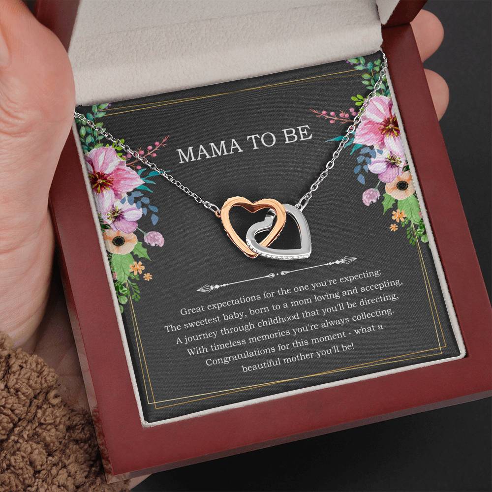 Gift for Expecting Mom, Congratulations For This Moment, Mom to Be Interlocking Heart Necklace For Women, Pregnancy Gift For New Mother