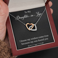 Load image into Gallery viewer, To My Daughter-in-law Gifts, I Know My Wishes Come True, Interlocking Heart Necklace For Women, Birthday Present Idea From Mother-in-law
