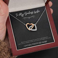 Load image into Gallery viewer, To My Badass Wife, Whenever You Feel Incompetent, Interlocking Heart Necklace For Women, Anniversary Birthday Valentines Day Gifts From Husband
