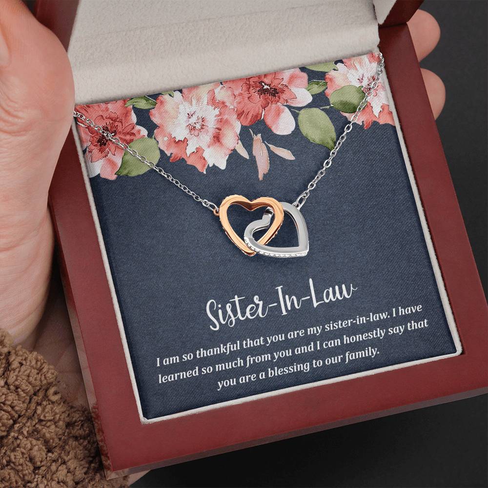 To My Sister-in-law Gifts, I Have Learned So Much from You, Interlocking Heart Necklace For Women, Birthday Present Idea From Sister