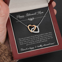 Load image into Gallery viewer, Mom Retirement Gifts, Next Chapter, Happy Retirement Interlocking Heart Necklace For Women, Retirement Party Favor From Daughter Son
