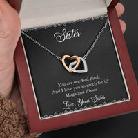 Load image into Gallery viewer, To My Badass Sister Gifts, Hugs And Kisses, Interlocking Heart Necklace For Women, Birthday Present Idea From Sister
