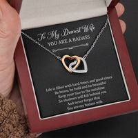 Load image into Gallery viewer, To My Badass Wife, Be Brave, Interlocking Heart Necklace For Women, Anniversary Birthday Valentines Day Gifts From Husband
