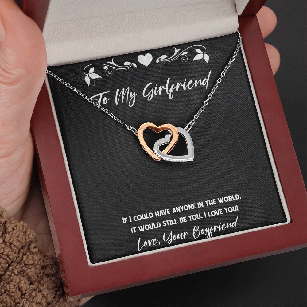 To My Girlfriend, It Would Still Be You, Interlocking Heart Necklace For Women, Anniversary Birthday Valentines Day Gifts From Boyfriend