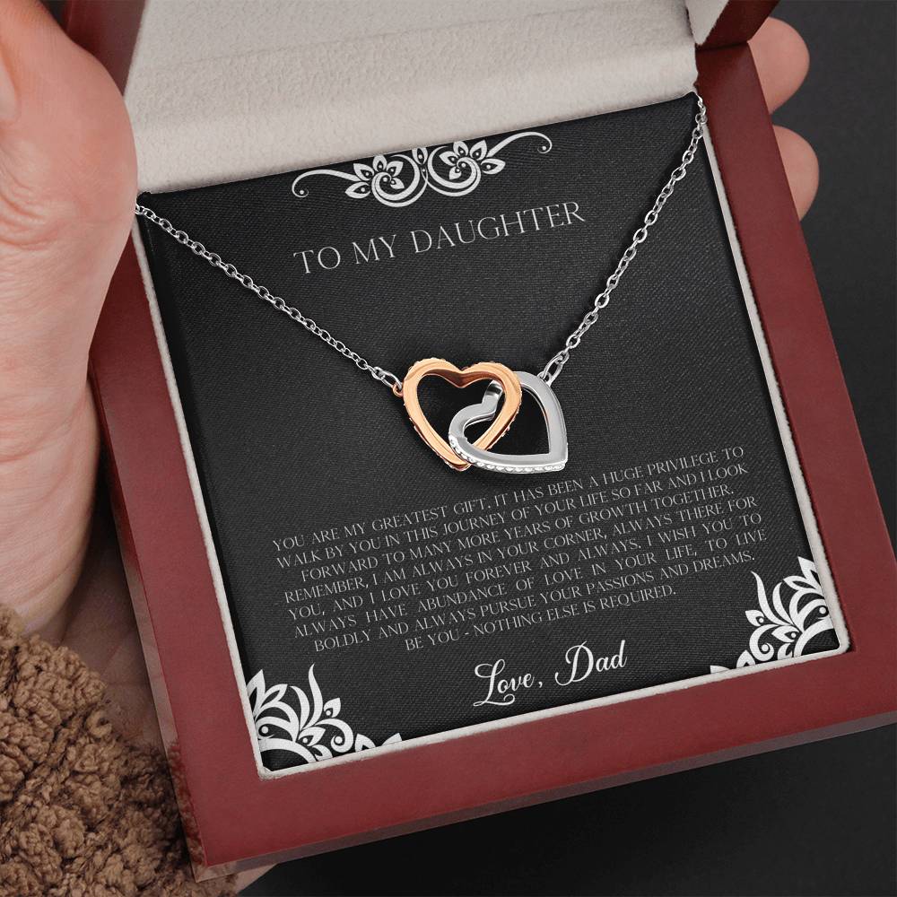 To My Daughter  Gifts, You Are My Greatest Gift, Interlocking Heart Necklace For Women, Birthday Present Idea From Dad