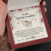 Load image into Gallery viewer, To My Badass Daughter Gifts, When It&#39;s Too Hard To Look Back, Interlocking Heart Necklace For Women, Birthday Present Idea From Mom
