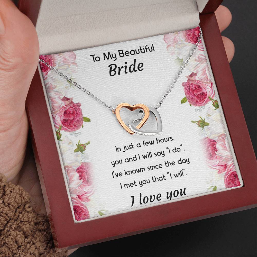 To My Bride Gifts, You And I Will Say I Do, Interlocking Heart Necklace For Women, Wedding Day Thank You Ideas From Groom