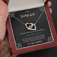 Load image into Gallery viewer, To My Badass Wife, The Day I Met You My Life Changed, Interlocking Heart Necklace For Women, Anniversary Birthday Gifts From Husband
