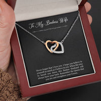Load image into Gallery viewer, To My Badass Wife, Never Forget That I Love You, Interlocking Heart Necklace For Women, Anniversary Birthday Gifts From Husband
