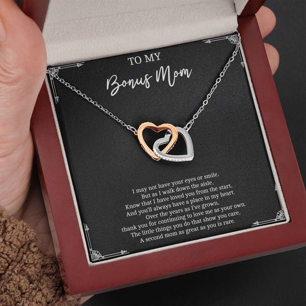 To My Bonus Mom Gifts, I May Not Have Your Eyes, Interlocking Heart Necklace For Women, Wedding Day Thank You Ideas From Bride
