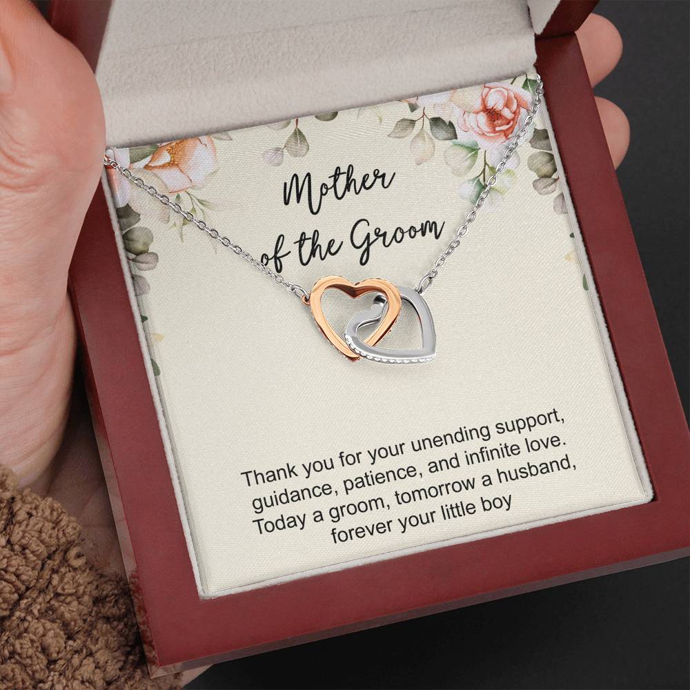Mom Of The Groom Gifts, Thank You For Your Unending Support, Interlocking Heart Necklace For Women, Wedding Day Thank You Ideas From Groom