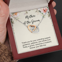 Load image into Gallery viewer, Mom Of The Groom Gifts, Thank You For Your Unending Support, Interlocking Heart Necklace For Women, Wedding Day Thank You Ideas From Groom
