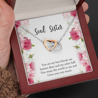 Load image into Gallery viewer, To My Best Friend Gifts, You Mean The World To Me, Interlocking Heart Necklace For Women, Birthday Present Idea From Bestie
