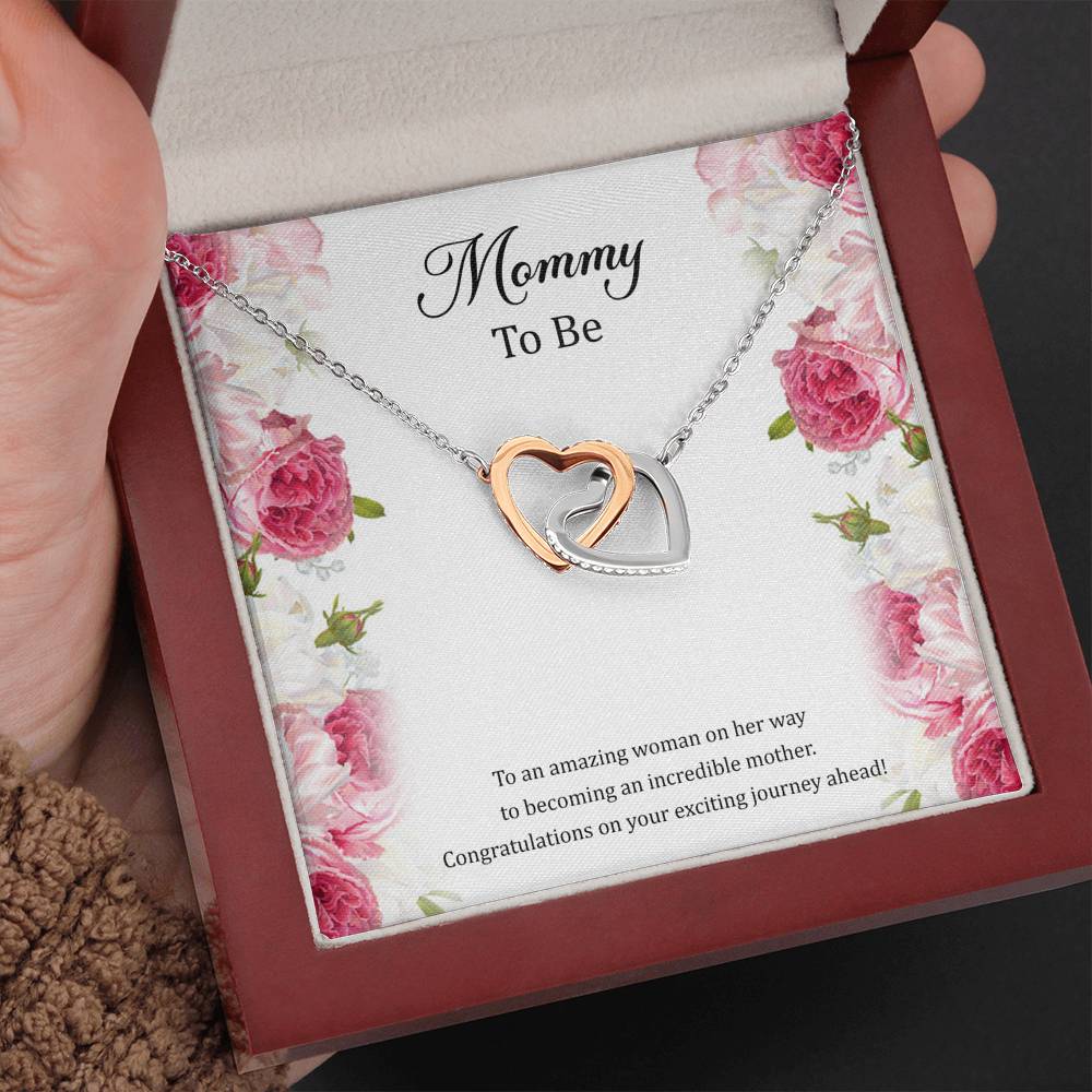 Gift for Expecting Mom, To An Amazing Woman, Mom to Be Interlocking Heart Necklace For Women, Pregnancy Gift For New Mother